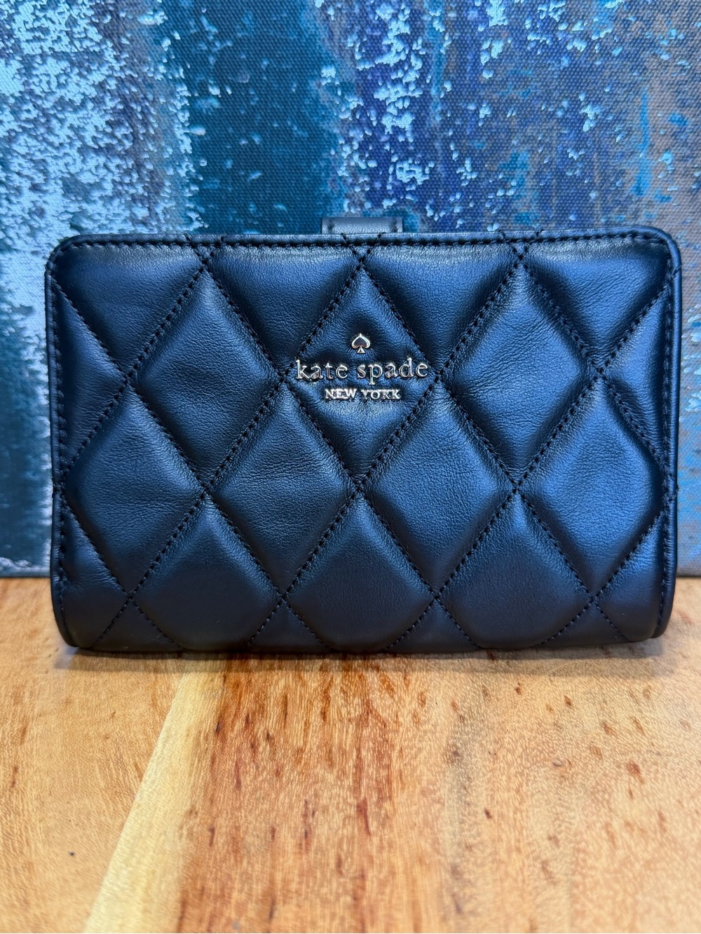 Kate Spade Classic 2010s Carey Quilted Black Leather Bifold Wallet